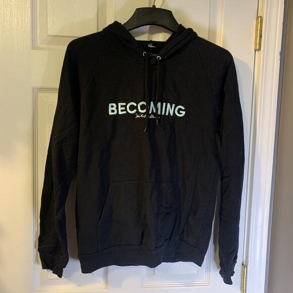 Becoming Tops - Becoming Women's Michelle Obama Hoodie Size M Black Fleece Athleisure Feminist